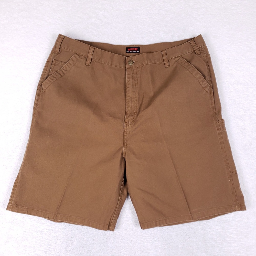 Wolverine Mens Brown Canvas Utility Carpenter Shorts Size 42 Relaxed‎ Fit Cotton
